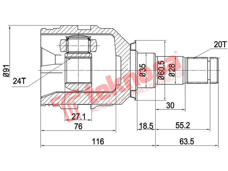TEKNOSA FRONT LEFT - RIGHT INNER CV JOINT For TOYOTA CAMRY [2] 220I (5S-FE)(16V 100KW) 01-03