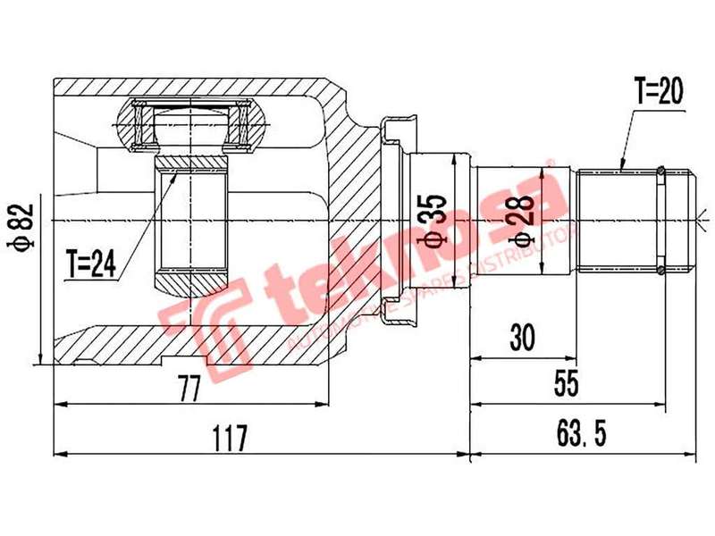 TEKNOSA FRONT LEFT - RIGHT INNER CV JOINT For TOYOTA COROLLA [4] 1.8I (1ZZFE)(16V 92KW) 01-08
