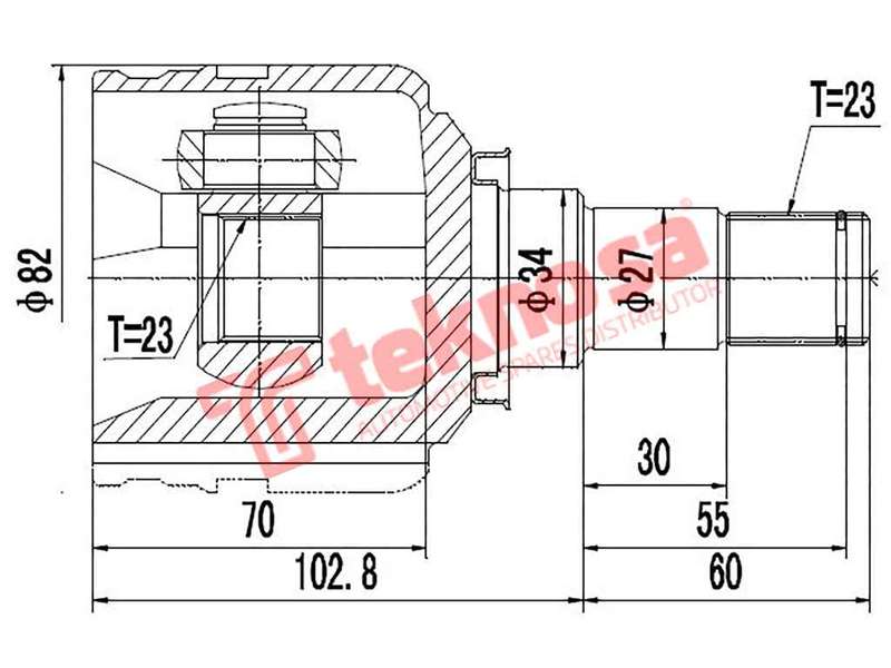 TEKNOSA FRONT LEFT - RIGHT INNER CV JOINT For TOYOTA COROLLA [3] 1.6I (3ZZ-FE)(16V 81KW) 99-01