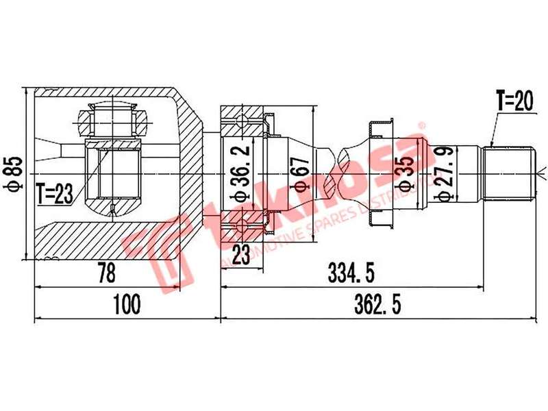 TEKNOSA FRONT LEFT - RIGHT INNER CV JOINT For TOYOTA COROLLA [6] 1.8 VVTI (2ZR-FE 2ZR-FBE)(16V 10...