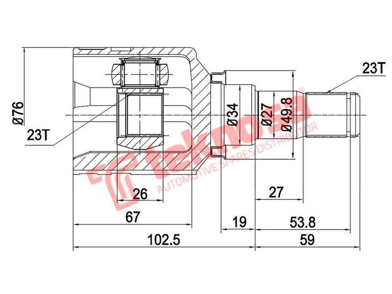 TEKNOSA FRONT LEFT - RIGHT INNER CV JOINT For TOYOTA YARIS [2] 1.3 T3 (2NZ-FE)(16V 64KW) 05-10
