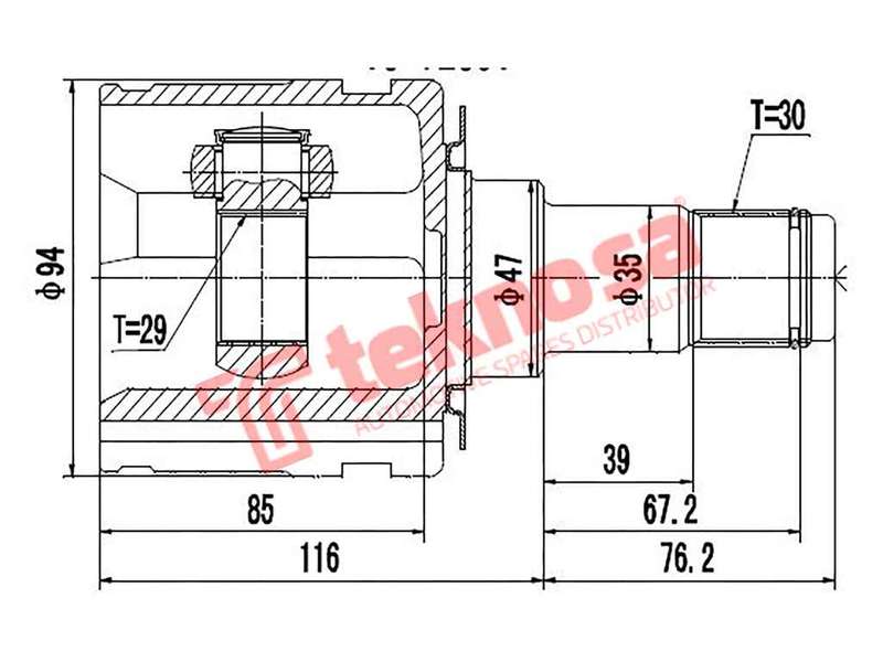 TEKNOSA FRONT LEFT - RIGHT INNER CV JOINT For TOYOTA FORTUNER [1] 3.0 D-4D (1KD-FTV)(16V 120KW) 0...