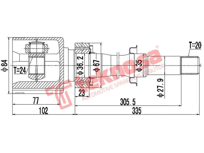 TEKNOSA FRONT LEFT - RIGHT INNER CV JOINT For TOYOTA COROLLA [4] 1.8I (1ZZFE)(16V 92KW) 01-08