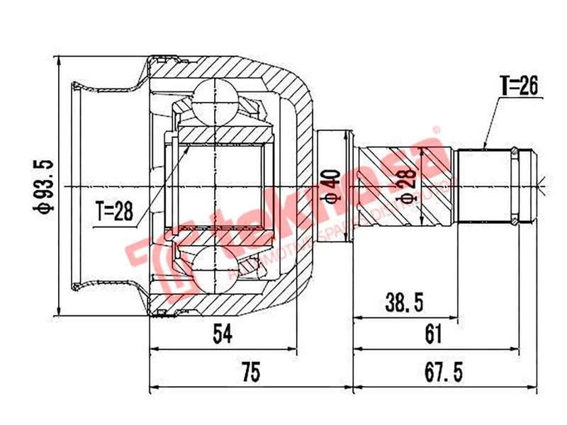 TEKNOSA FRONT LEFT - RIGHT INNER CV JOINT For VOLVO C70 [1] 2.3 T5 (B5234T3)(20V 176KW) 98-04