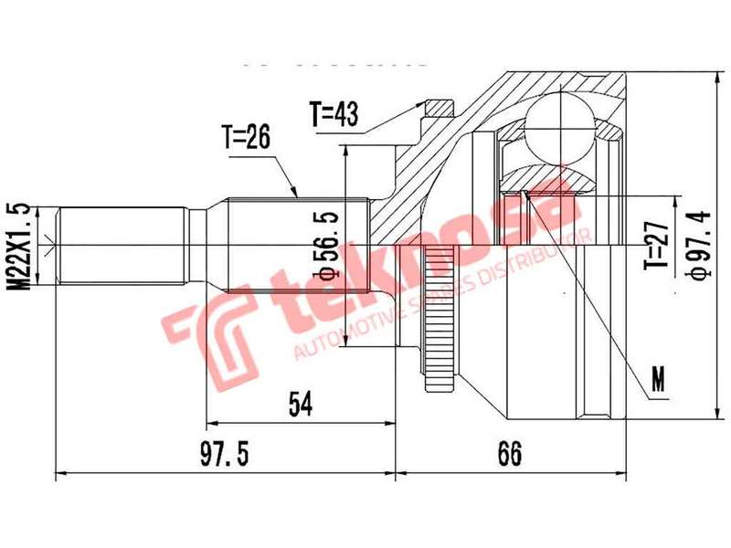 TEKNOSA FRONT LEFT - RIGHT OUTER CV JOINT For VOLVO S40 [1] 2.0 T4 (B4204T5)(16V 147KW) 00-04