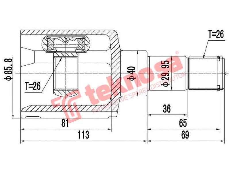 TEKNOSA FRONT LEFT - RIGHT INNER CV JOINT For VOLVO V70 [1] 2.5 TDI (D5252T)(10V 103KW) 97-00