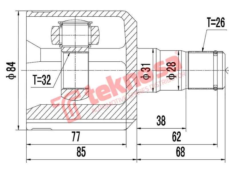 TEKNOSA FRONT - REAR INNER CV JOINT For VOLKSWAGEN JETTA [5] 2.0 FSI (BLR BVY BVZ BVX)(16V 110KW)...