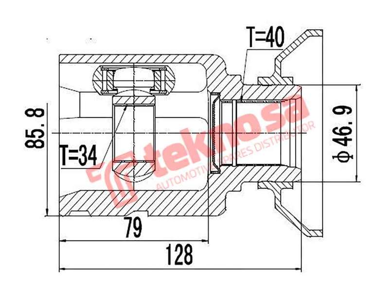 TEKNOSA FRONT - REAR INNER CV JOINT For AUDI Q3 2.0 TDI (CFFB)(16V 103KW) 12-15