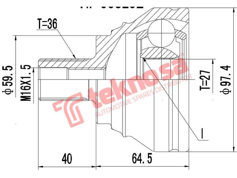 TEKNOSA FRONT - REAR OUTER CV JOINT For VOLKSWAGEN GOLF [6] 1.4 TSI (CAXA)(16V 90KW) 09-12