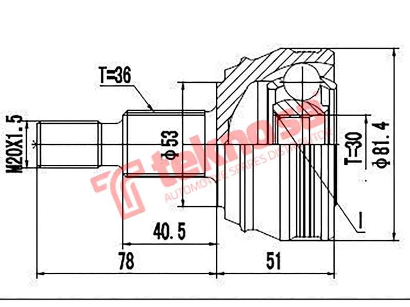 TEKNOSA FRONT LEFT - RIGHT OUTER CV JOINT For VOLKSWAGEN GOLF [4] 1.4 (APE)(16V 55KW) 99-00