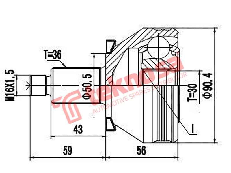 TEKNOSA FRONT LEFT - RIGHT OUTER CV JOINT For VOLKSWAGEN POLO [2] 1.4 (BLM)(8V 62KW) 04-11
