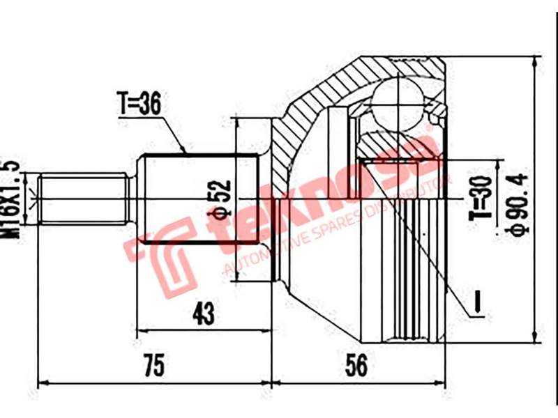 TEKNOSA FRONT LEFT - RIGHT OUTER CV JOINT For VOLKSWAGEN POLO [2] 1.4 FSI (AXU)(16V 63KW) 01-05