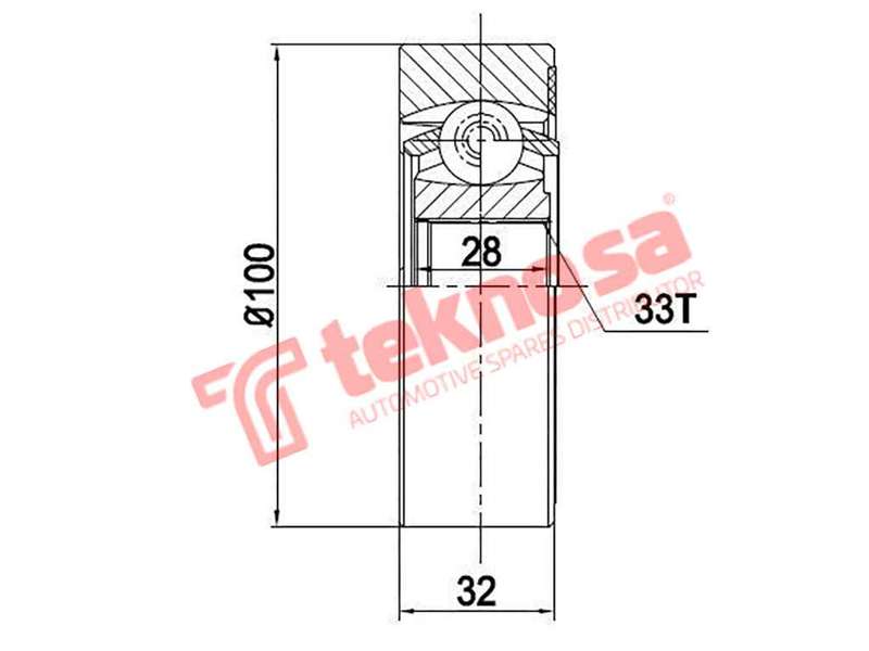 TEKNOSA FRONT LEFT - RIGHT INNER CV JOINT For VOLKSWAGEN JETTA [2] 2.0 (AAL)(16V 110KW) 90-92