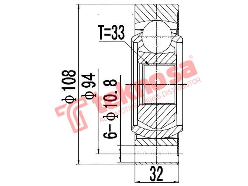TEKNOSA FRONT LEFT - RIGHT INNER CV JOINT For VOLKSWAGEN KOMBI [T3] 2.1 SYNCRO (DJ)(8V 82KW) 89-94