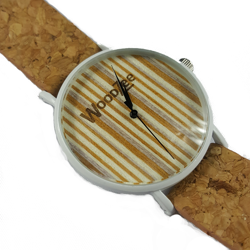 Stripes - Wooden Watch With Cork Strap