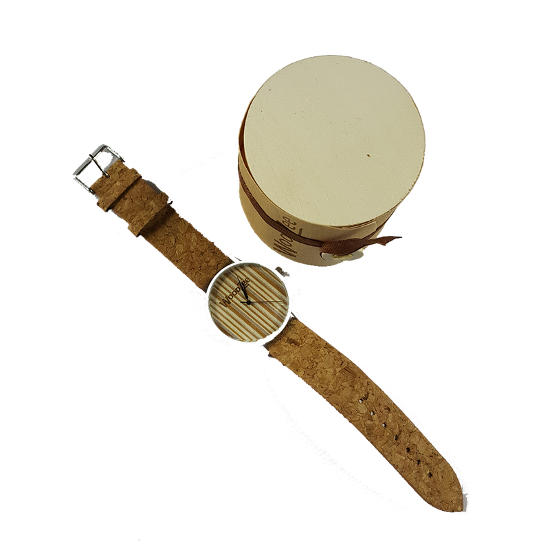 Stripes - Wooden Watch With Cork Strap