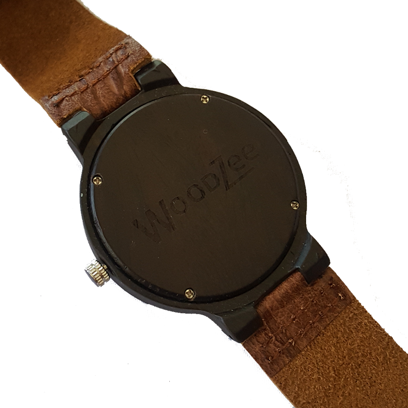 Lumberjack - Wooden Ebony Watch With Brown Leather Strap