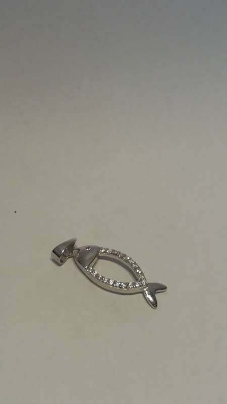 Silver & cubic zirconia Christian fish pendant