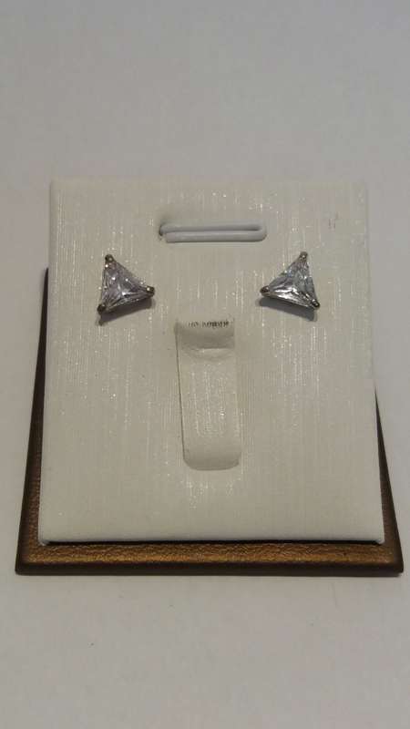 Sterling Silver Triangle cut Cubic zirconia stud earrings