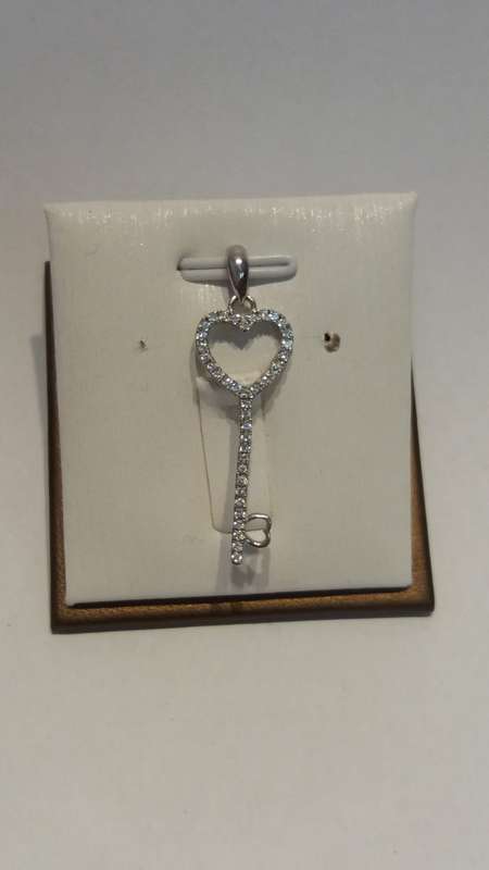 Sterling Silver Heart Key Pendant