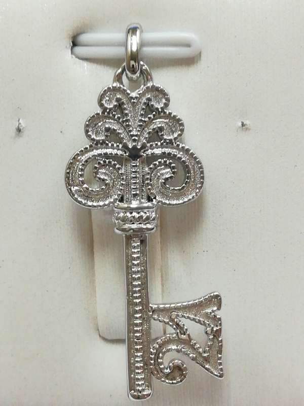 Sterling Silver Fancy 21st key pendant