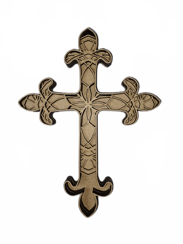 Multi-Layered MDF Cross with Fleur de lis tips (7 Layers)