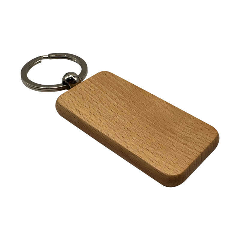 Engraved Wooden Keyring (Pack of 10) - Rectangle for Corporate Branded or Personalised Gifts