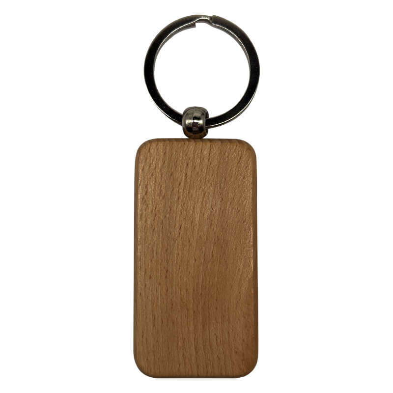 Engraved Wooden Keyring (Pack of 10) - Rectangle for Corporate Branded or Personalised Gifts