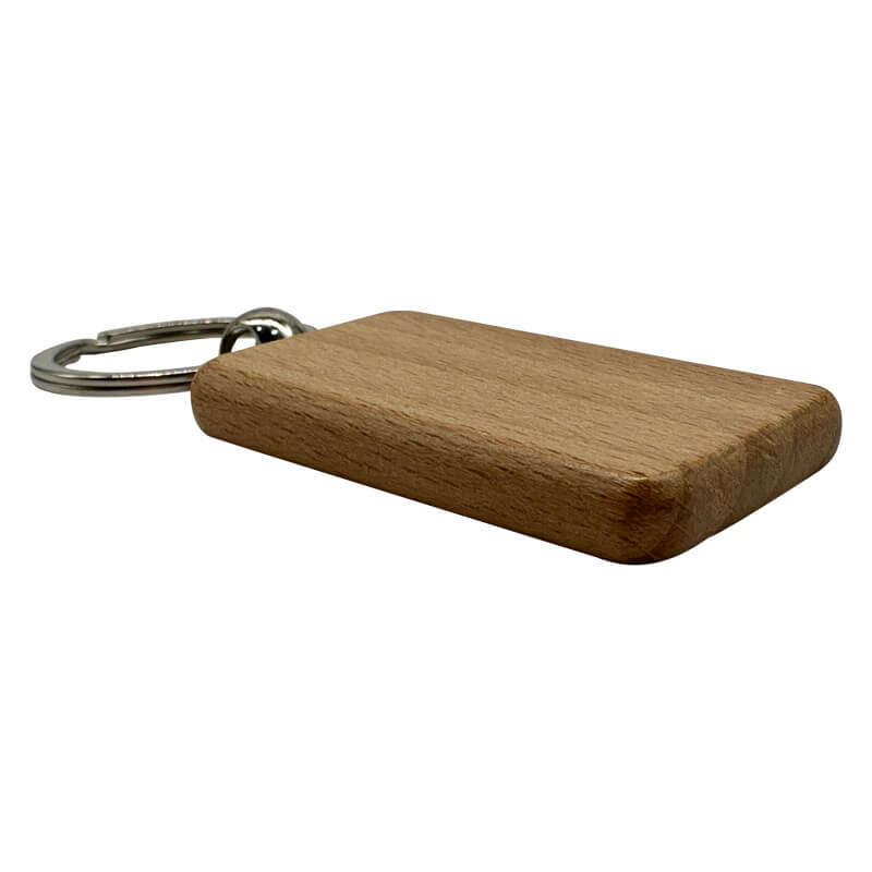 Engraved Wooden Keyring (Pack of 10) - Rectangle for Corporate Branded or Personalised Gifts