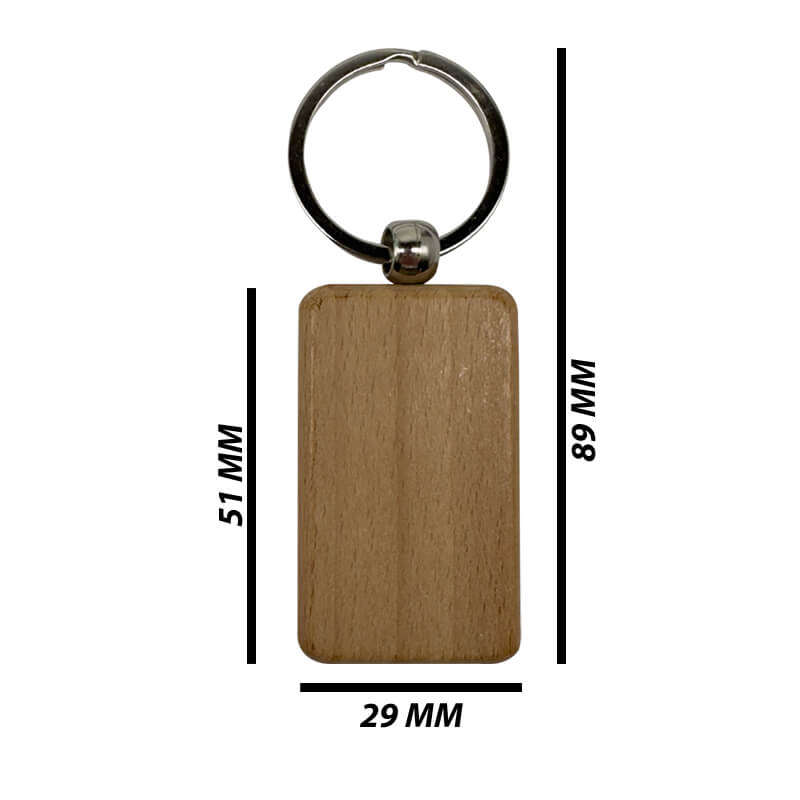 Engraved Wooden Keyring (Pack of 10) - Rectangle for Corporate Branded or Personalised Gifts