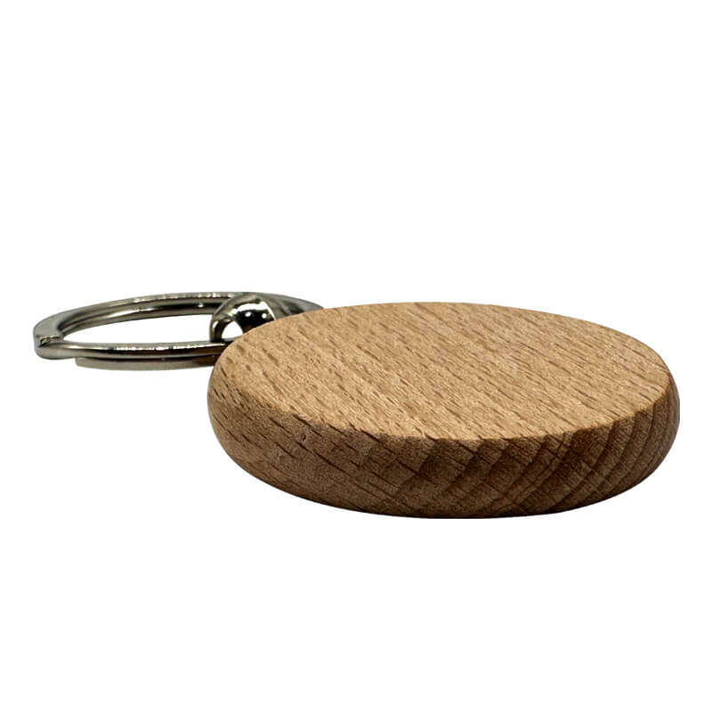 Engraved Wooden Keyring (Pack of 10) - Round Shape for Corporate Branded or Personalised Gifts
