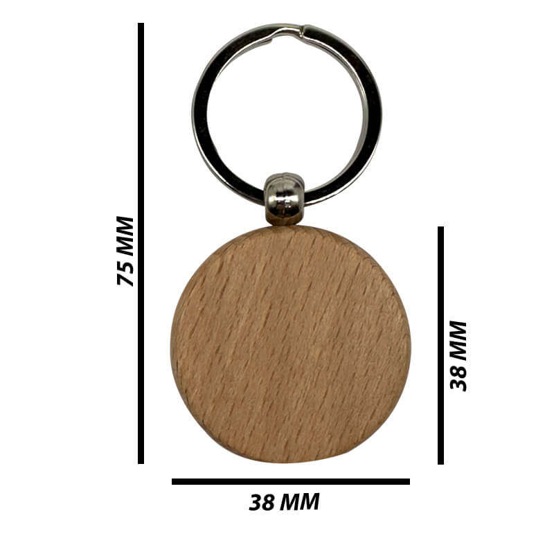 Engraved Wooden Keyring (Pack of 10) - Round Shape for Corporate Branded or Personalised Gifts
