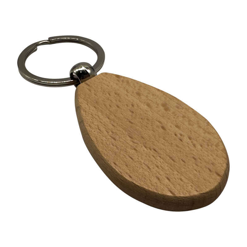 Engraved Wooden Keyring (Pack of 10) - Teardrop Shape for Corporate Branded or Personalised Gifts