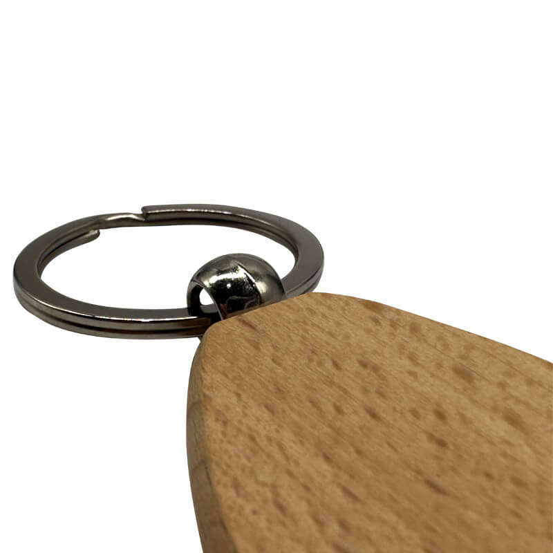 Engraved Wooden Keyring (Pack of 10) - Teardrop Shape for Corporate Branded or Personalised Gifts
