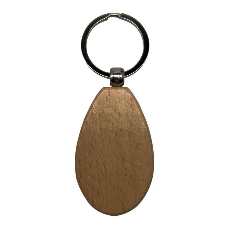 Engraved Wooden Keyring (Pack of 10) - Teardrop Shape for Corporate Branded or Personalised Gifts