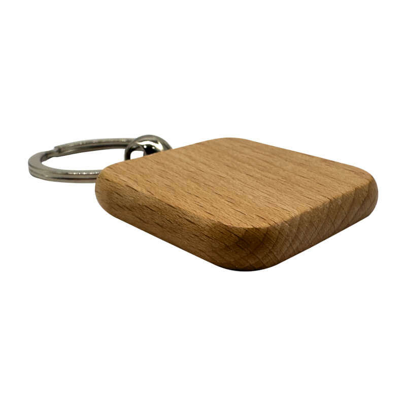 Engraved Wooden Keyring (Pack of 10) - Square Shape for Corporate Branded or Personalised Gifts