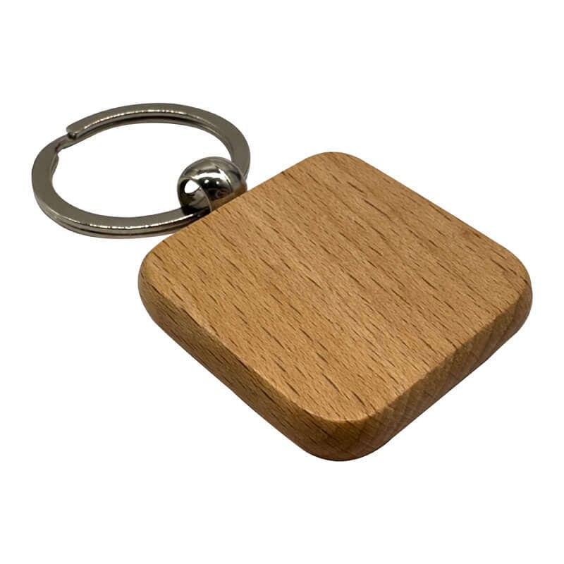 Engraved Wooden Keyring (Pack of 10) - Square Shape for Corporate Branded or Personalised Gifts