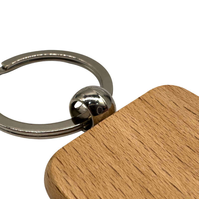 Engraved Wooden Keyring (Pack of 10) - Square Shape for Corporate Branded or Personalised Gifts