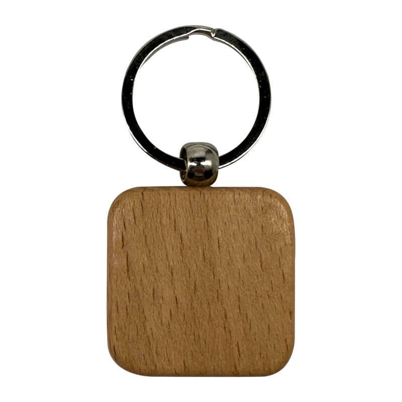 Engraved Wooden Keyring (Pack of 10) - Square Shape for Corporate Branded or Personalised Gifts