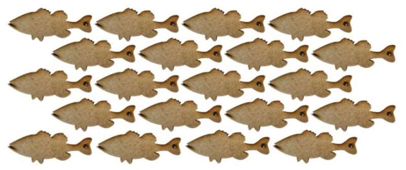 MDF Bass Fish Shaped Keyring Blanks (Pack of 20)