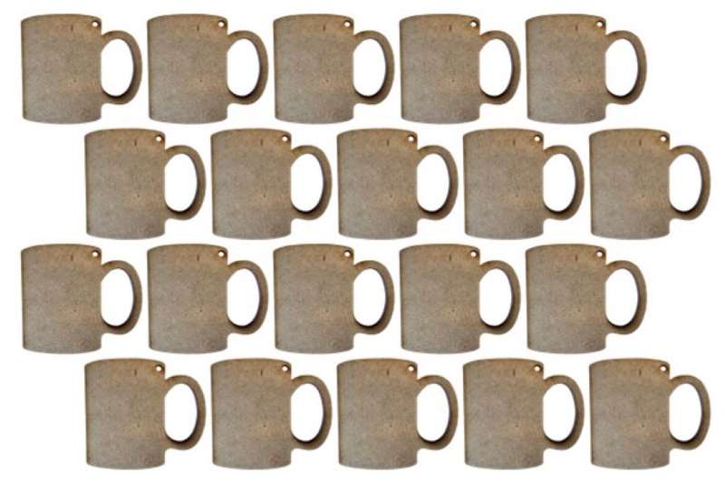 MDF Coffee Mug Shaped Keyring Blanks (Pack of 20)