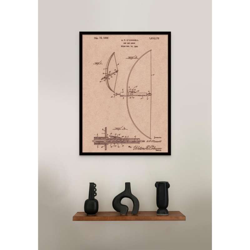 Vintage Patent Sketch Style Bow and Arrow - Unframed