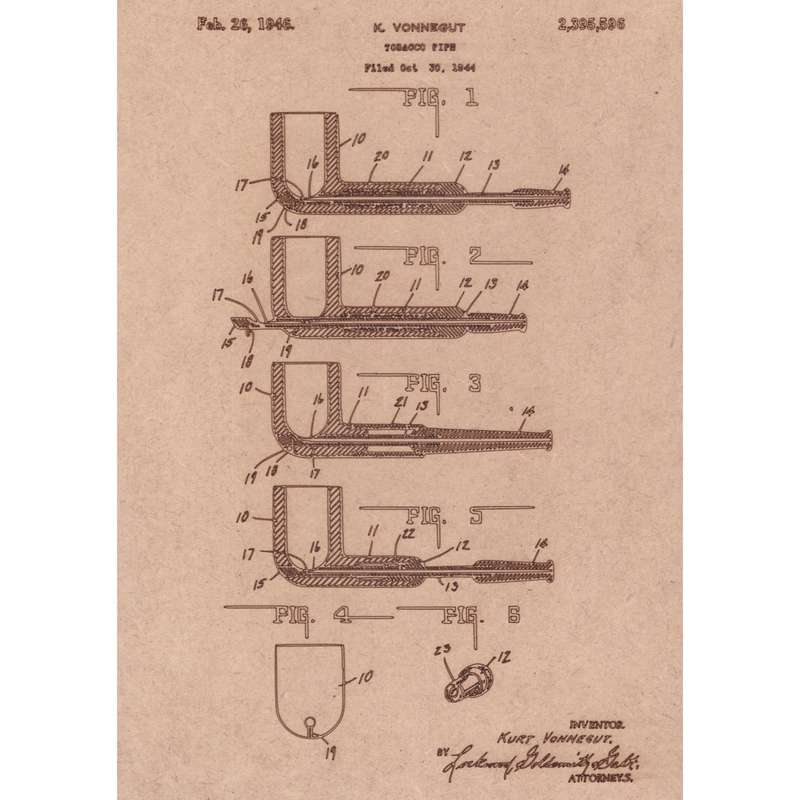Vintage Patent Sketch Style Tobacco Pipe - Unframed