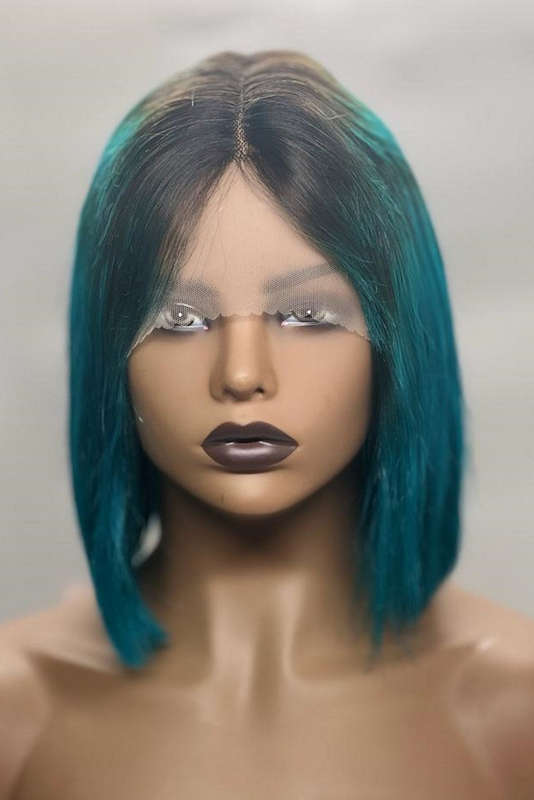 Ombre Brazilian lace Bob Wig T Part ARHL-01278 10 Inches 1B\Green Black