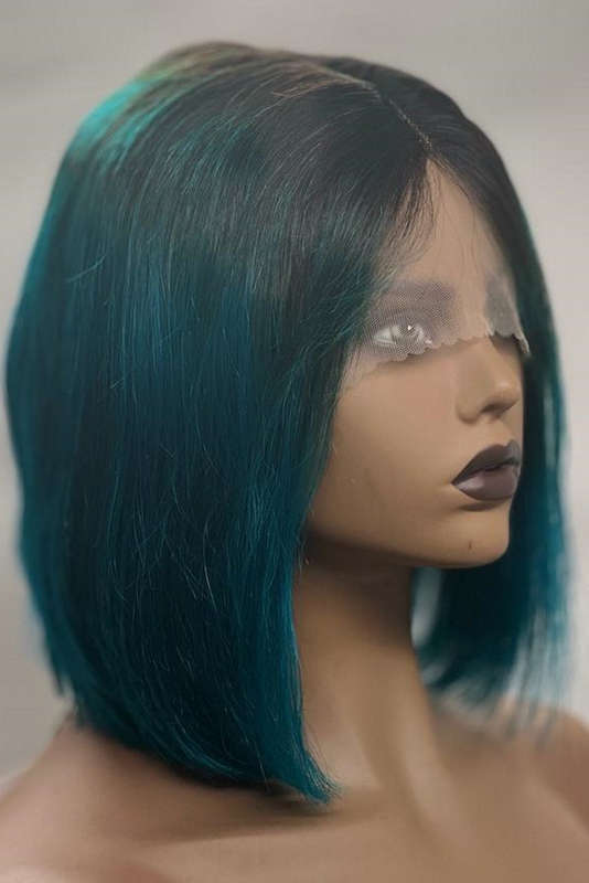 Ombre Brazilian lace Bob Wig T Part ARHL-01278 10 Inches 1B\Green Black