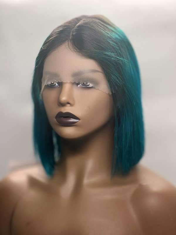 Ombre Brazilian lace Bob Wig T Part ARHL-01278 10 Inches 1B\Green Black