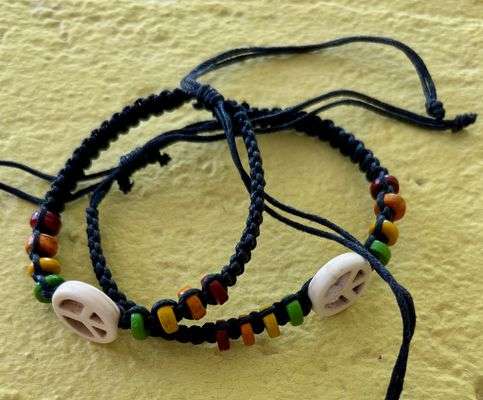 Peace symbol wax cord braided Bohemian bracelets