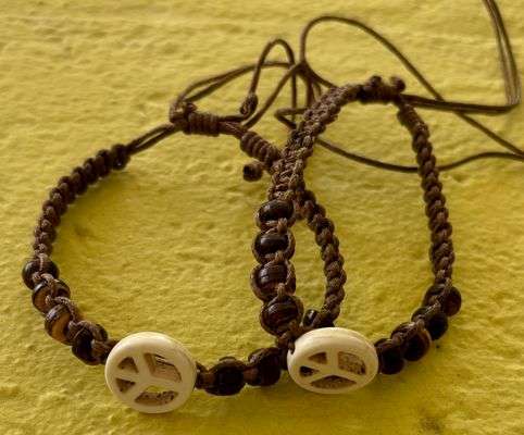 Peace symbol wax cord braided Bohemian bracelets