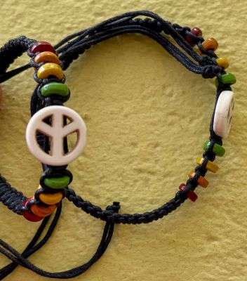 Peace symbol wax cord braided Bohemian bracelets