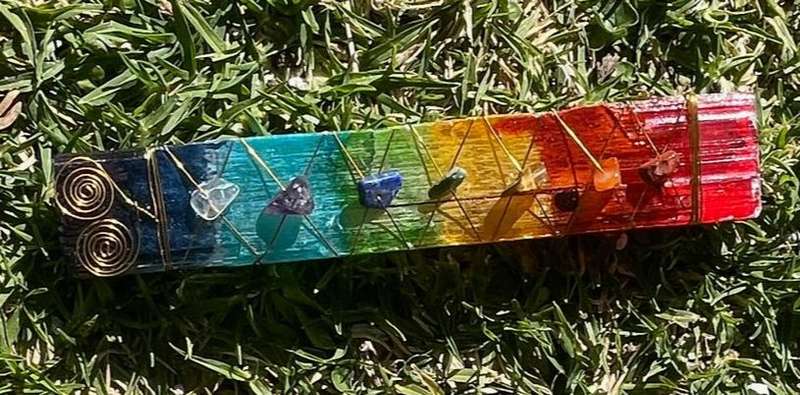 Selenite Chakra Copper wire-wrap wand 5 inch
